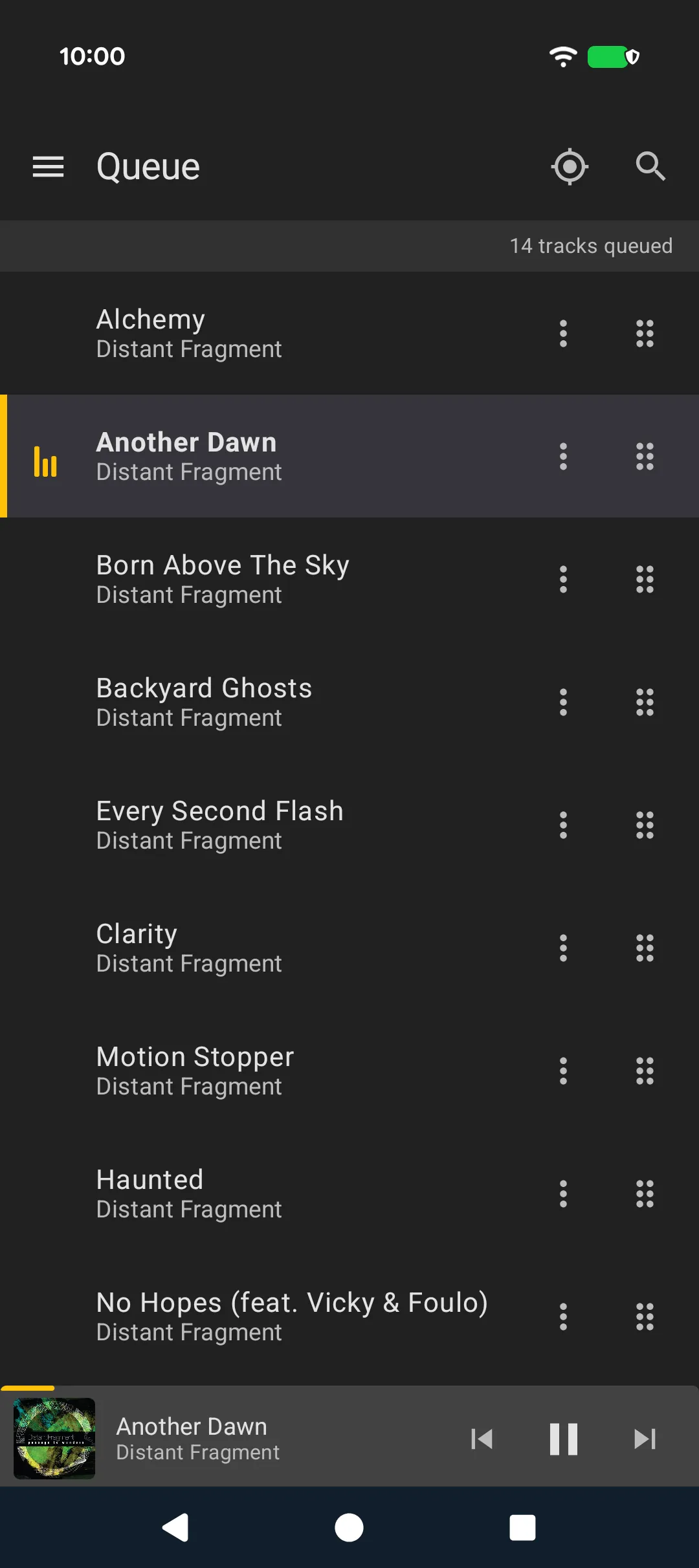 Now playing queue