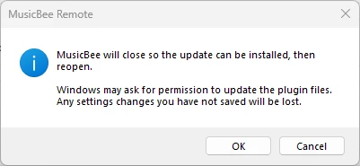 Confirmation before installing an update
